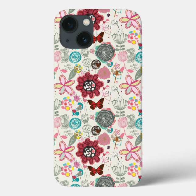 Floral pattern in retro style 5 Case-Mate iPhone case (Back)