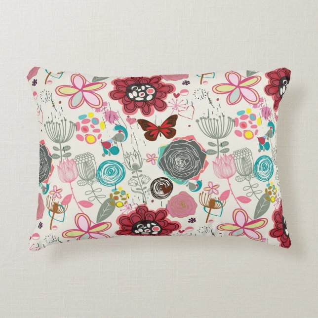 Floral pattern in retro style 5 decorative cushion (Front)