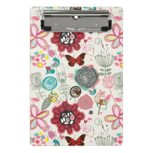 Floral pattern in retro style 5 mini clipboard