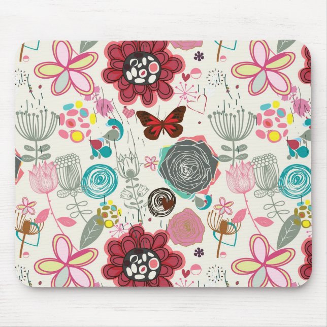 Floral pattern in retro style 5 mouse pad (Front)
