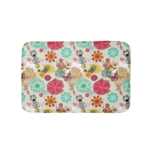 Floral pattern in retro style bath mat