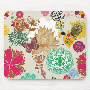 Floral pattern in retro style mouse pad