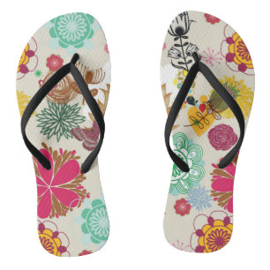 Floral pattern in retro style thongs