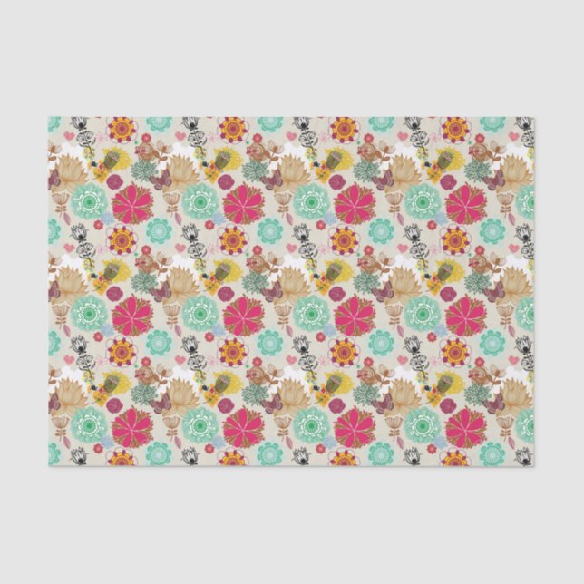 Floral pattern in retro style tissue paper (Front)