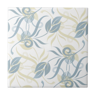 Floral Pattern in Slate Blue Ceramic Tile