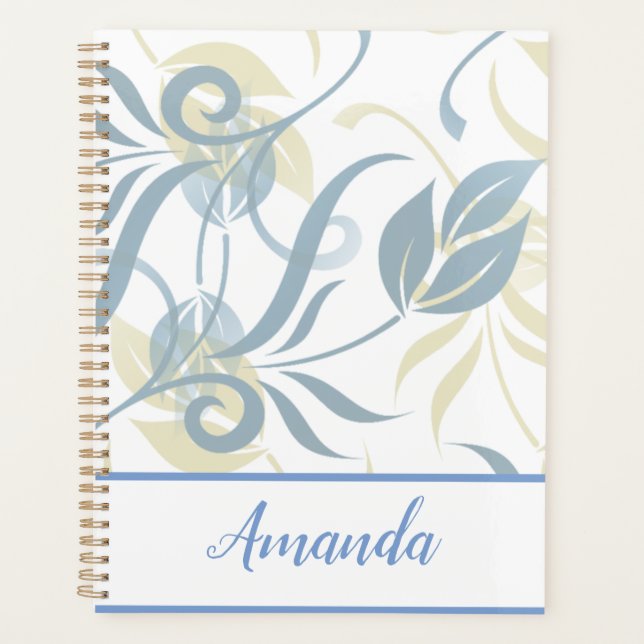 Floral Pattern in Slate Blue   Planner (Front)