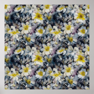Floral pattern in watercolor style poster