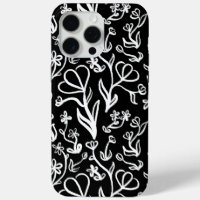 Floral Pattern in White on Black