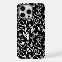 Floral Pattern in White on Black