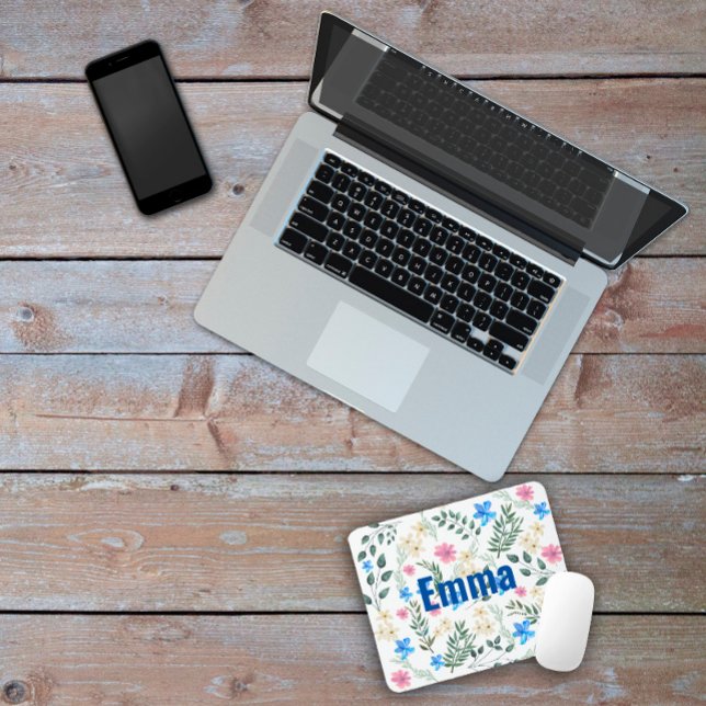 Floral  pattern initial monogram  mouse pad (Creator Uploaded)