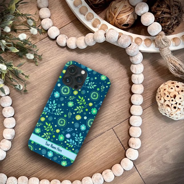 Floral Pattern Inspirivity Modern Blue Customised Case-Mate iPhone Case (Creator Uploaded)