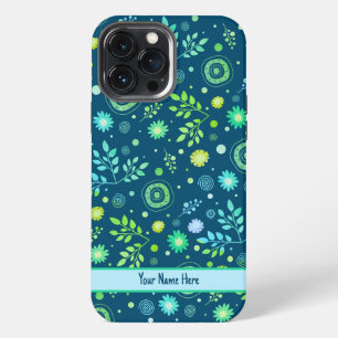 Floral Pattern Inspirivity Modern Blue Customised iPhone 13 Pro Max Case