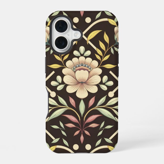 Floral Pattern iPhone 16 Case (Back)
