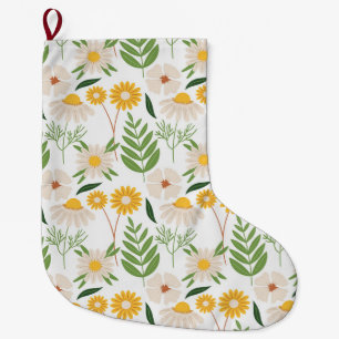 Floral Pattern Large Christmas Stocking