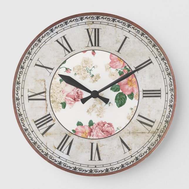 Floral pattern large clock (Front)