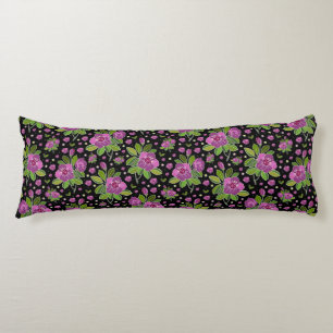 Floral Pattern Lilac Pink Green Black Body Cushion
