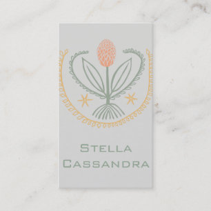 Floral Pattern Lucile Tiles Soft Grey Business Card