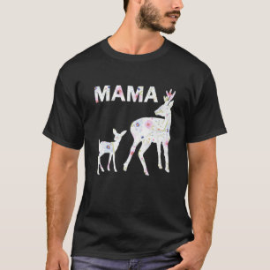 Floral Pattern Mama Fawn Doe Fitted Scoop Mothers T-Shirt