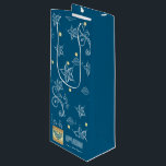 Floral Pattern, Menorah, Custom Name Passover Wine Gift Bag<br><div class="desc">Happy Passover. Floral Pattern,  Menorah and Star of David Design with gold foil embellishments Passover Wine Gift Bag with personalised names and text. Matching cards,  favours and gifts available in the Jewish Holidays Category of our store.</div>
