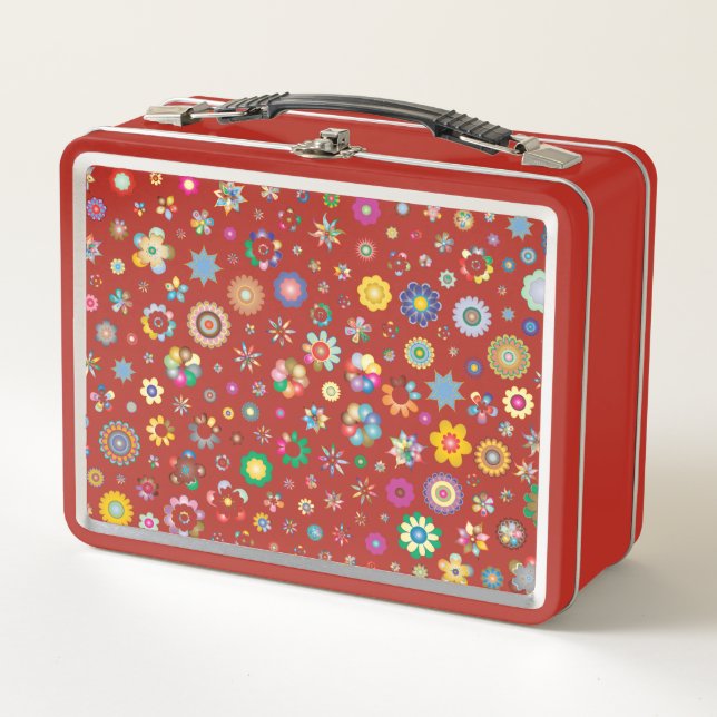 Floral Pattern Metal Lunch Box (Front)