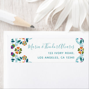 Floral Pattern Mexican Style Return Address Label