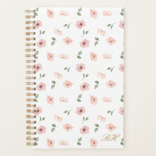 Floral Pattern Monogram Initials Blush Planner