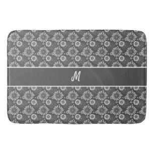 Floral Pattern Monogrammed Bath Mat