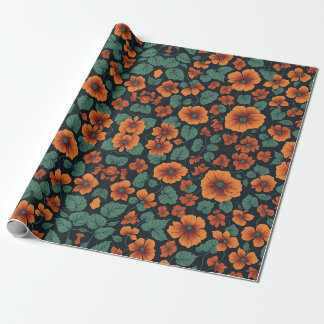 Floral Pattern Nasturtium Flowers Wrapping Paper