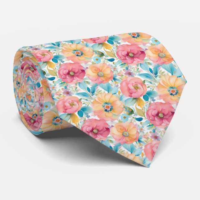 Floral Pattern Neck Tie (Rolled)