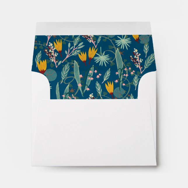 Floral Pattern Night Garden Elegant Custom Chic  Envelope (Back (Bottom))