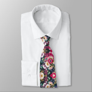Floral pattern on a dark background tie