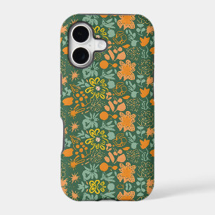 Floral pattern on a dark green background