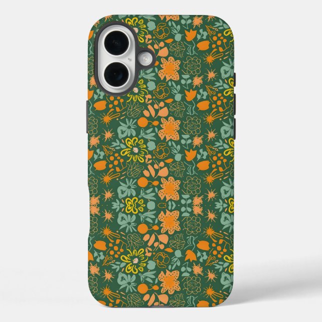 Floral pattern on a dark green background  Case-Mate iPhone case (Back)