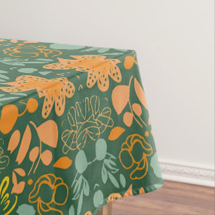 Floral pattern on a dark green background  tablecloth
