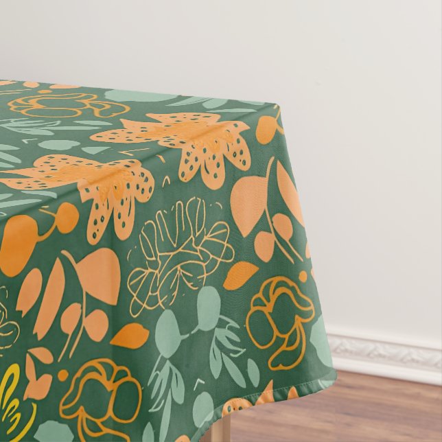 Floral pattern on a dark green background  tablecloth (In Situ)