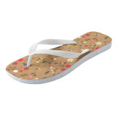 Floral pattern on brown background  thongs (Angled)