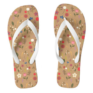 Floral pattern on brown background  thongs