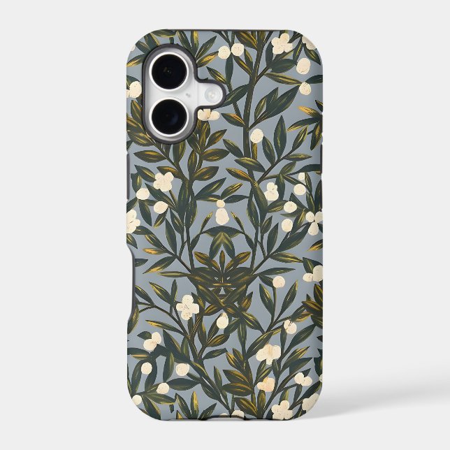Floral pattern on  dusty blue-gray background (Back)