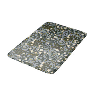 Floral pattern on  dusty blue-gray background bath mat