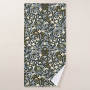 Floral pattern on dusty blue-gray background bath towel set