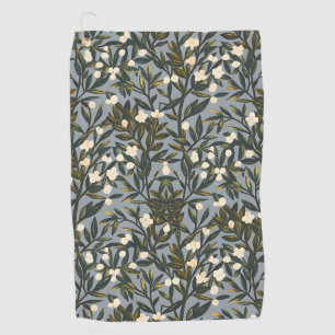 Floral pattern on dusty blue-gray background golf towel