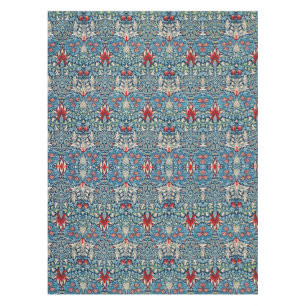 Floral pattern on green leaves blue background tablecloth