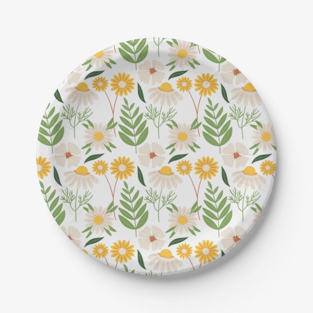 Floral Pattern Paper Plate (Front)
