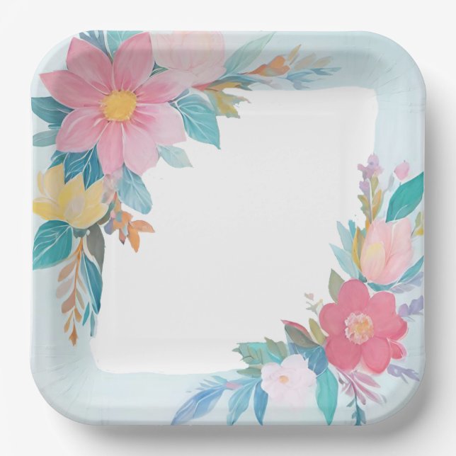 floral pattern paper plate (Front)