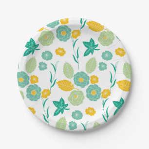 Floral pattern paper plate