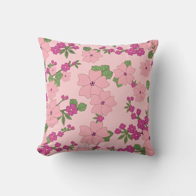 Floral pattern, pastel violet and purple, cushion (Front)