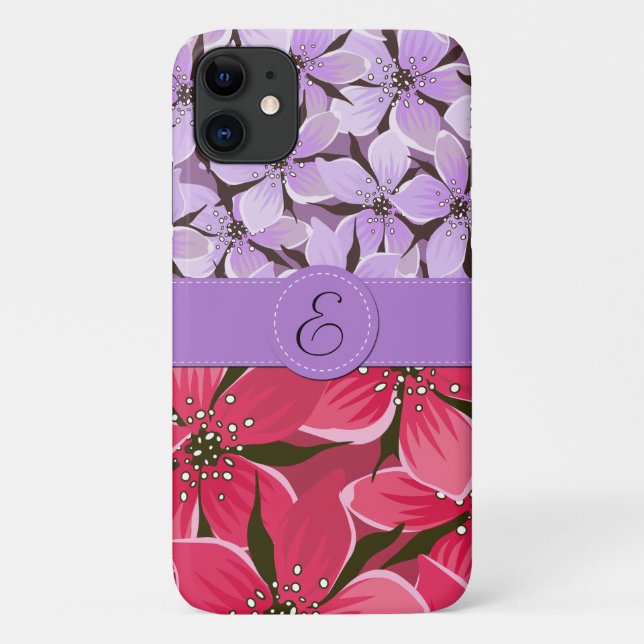 Floral Pattern, Pattern Of Flowers, Monogram Case-Mate iPhone Case (Back)