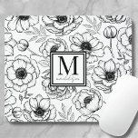 Floral Pattern Personalised Feminine Monogram Mouse Pad<br><div class="desc">Add a touch of sophistication to your workspace with this elegant mouse pad, featuring a personalised monogram and name framed within a chic square detail. The mouse pad showcases a beautiful botanical floral pattern, bringing a sense of nature and spring into your desk setup. The combination of bold serif font...</div>