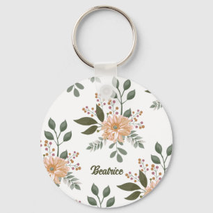 Floral Pattern - Personalised Keychain