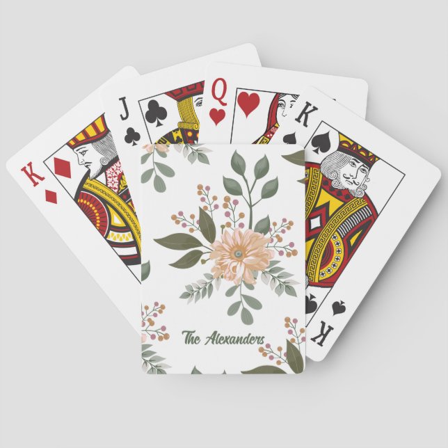 Floral Pattern - Personalised Playing Cards (Back)
